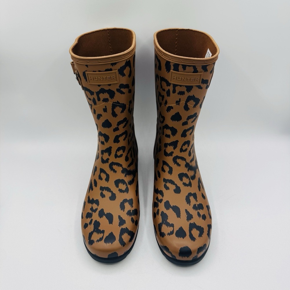 Hunter Original Refined Rain Boots Women's Size 8 Leopard Print Brown - Picture 12 of 16